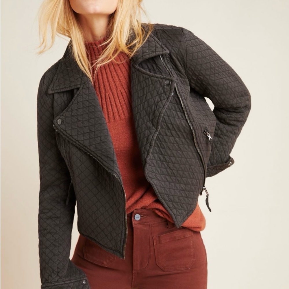 Quilted Black Bomber Jacket - Women's Moto Style